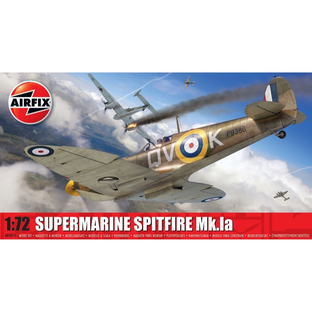 Airfix 01071C 1/72 Scale Supermarine Spitfire Mk.Ia WWII Fighter Aircraft Model Kit - Perfect for Collectors, History Enthusiasts & Scale Model Builders