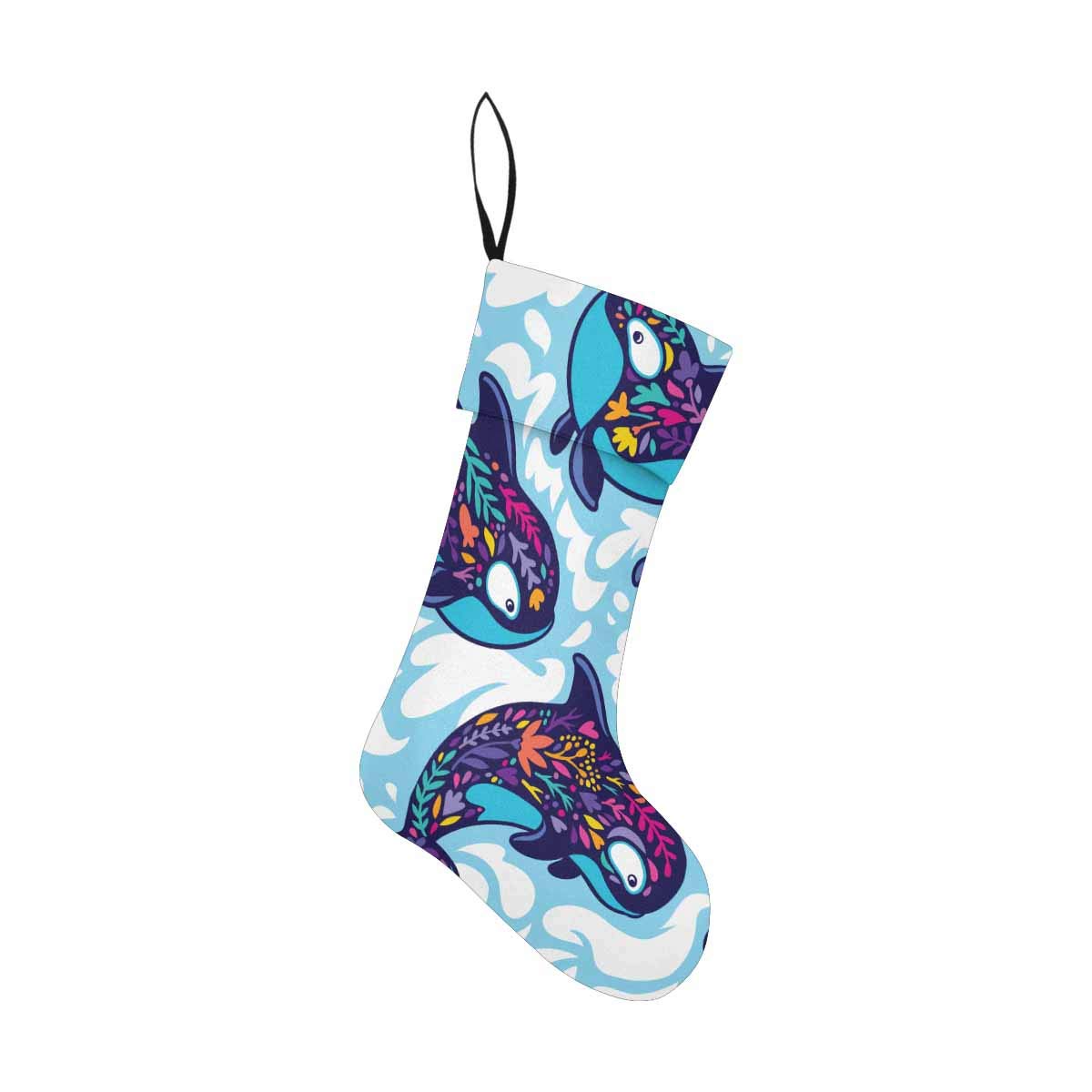 InterestPrint Marine Pattern Christmas Stockings with Floral Orca Whales - Holiday Decor for Fireplace, Tree, and Festive Home Decoration