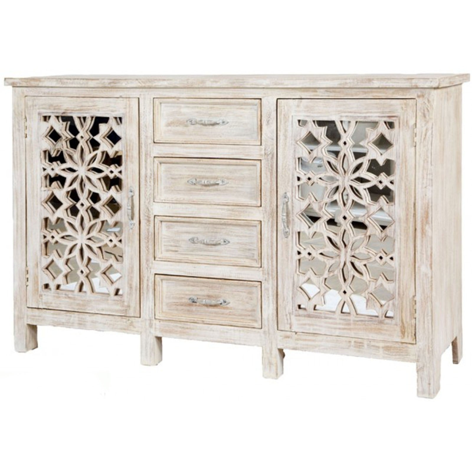 French Arched Mirror Door Sideboard - Elegant Entryway & Dining Room Buffet Cabinet for Home Decor