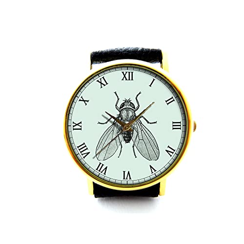 Fly Watch - Handmade Genuine Insect Leather Bracelet Watch P211 | Stylish Unisex Wristwatch for Outdoor Adventures & Formal Occasions