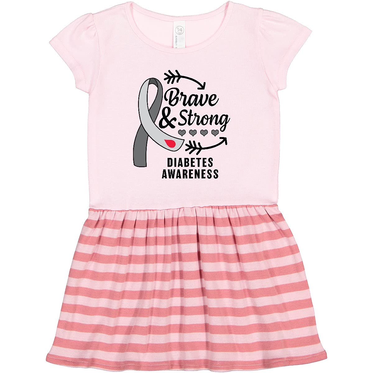 Inktastic Diabetes Awareness Brave and Strong Toddler Dress - Cute Outfit for Kids with Diabetes Support - Perfect for Awareness Events, Fundraisers & Daily Wear