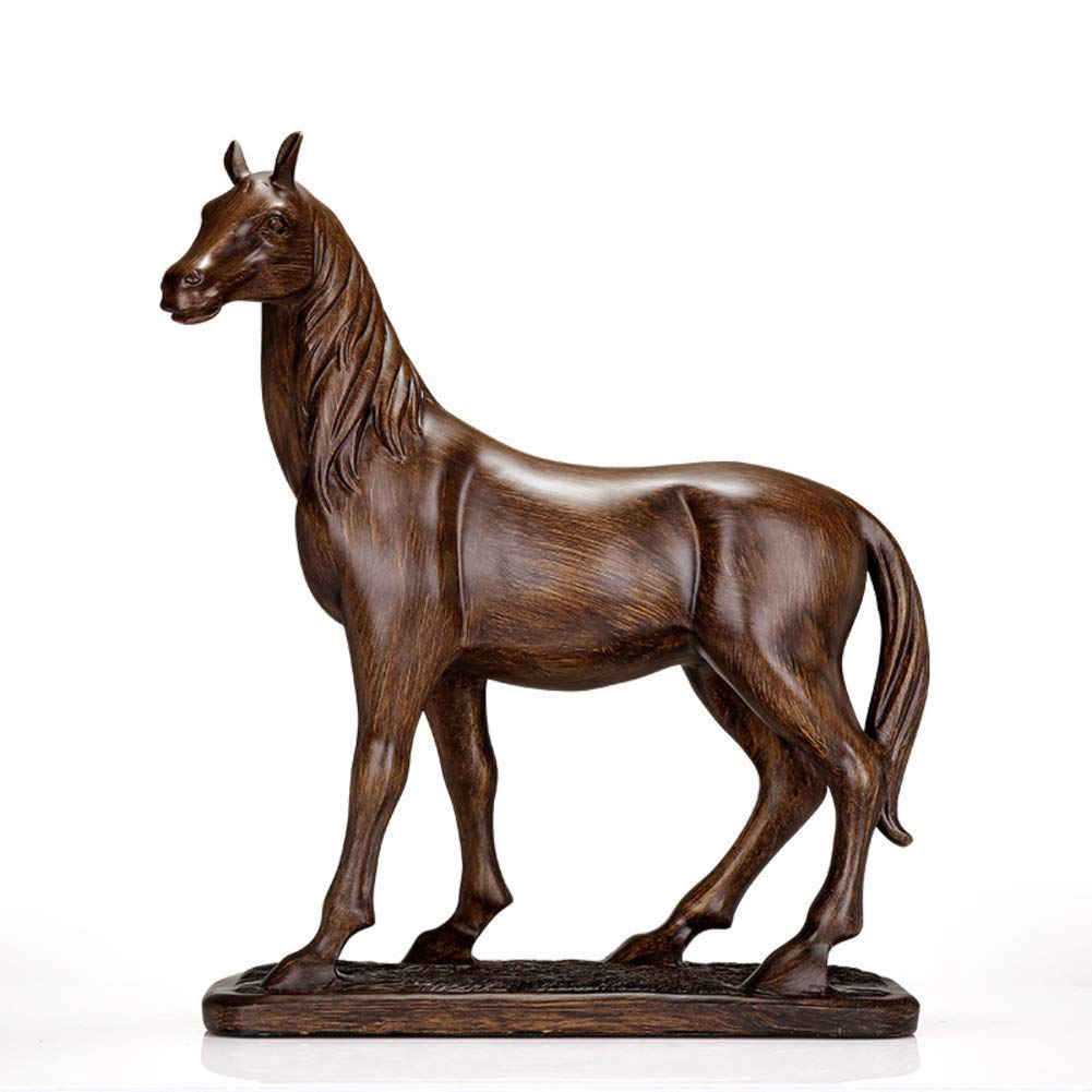 LIUSHI Handmade Resin Horse Sculpture - 16.1 Inch Retro Abstract Animal Statue, Creative Desktop Decor, Unique Home & Office Decoration Gift | Perfect for Living Room, Bookshelf Display, and Wedding Anniversary Present