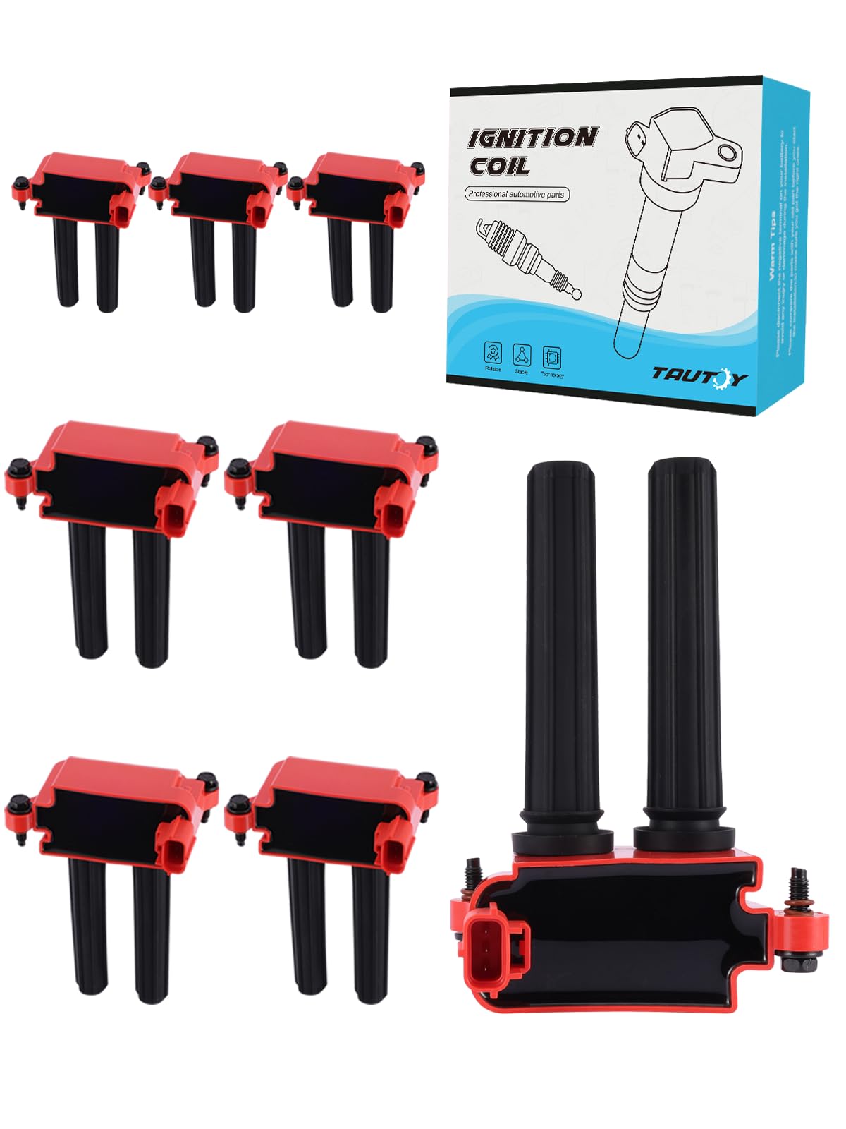 High Performance UF504 Ignition Coil Set of 8 - Compatible with 5.7L 6.1L 6.4L HEMI Engines (2005-2016) - Fits Chrysler 300 Aspen, Dodge Challenger Charger Durango Magnum Ram 1500/2500/3500, Jeep Commander Grand Cherokee - Direct Replacement for GN10616 - Perfect for Engine Tune-Ups & Performance Upgrades