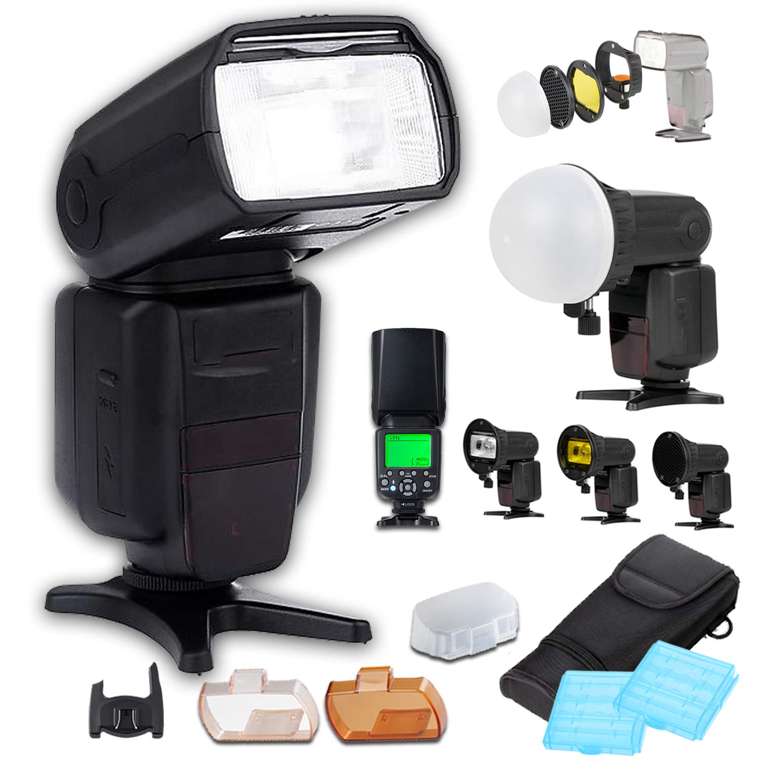 Triopo TTL Speedlight Flash for Sony Cameras - Deluxe Dome Diffuser & Accessory Kit for Professional Photography, Portraits, and Events