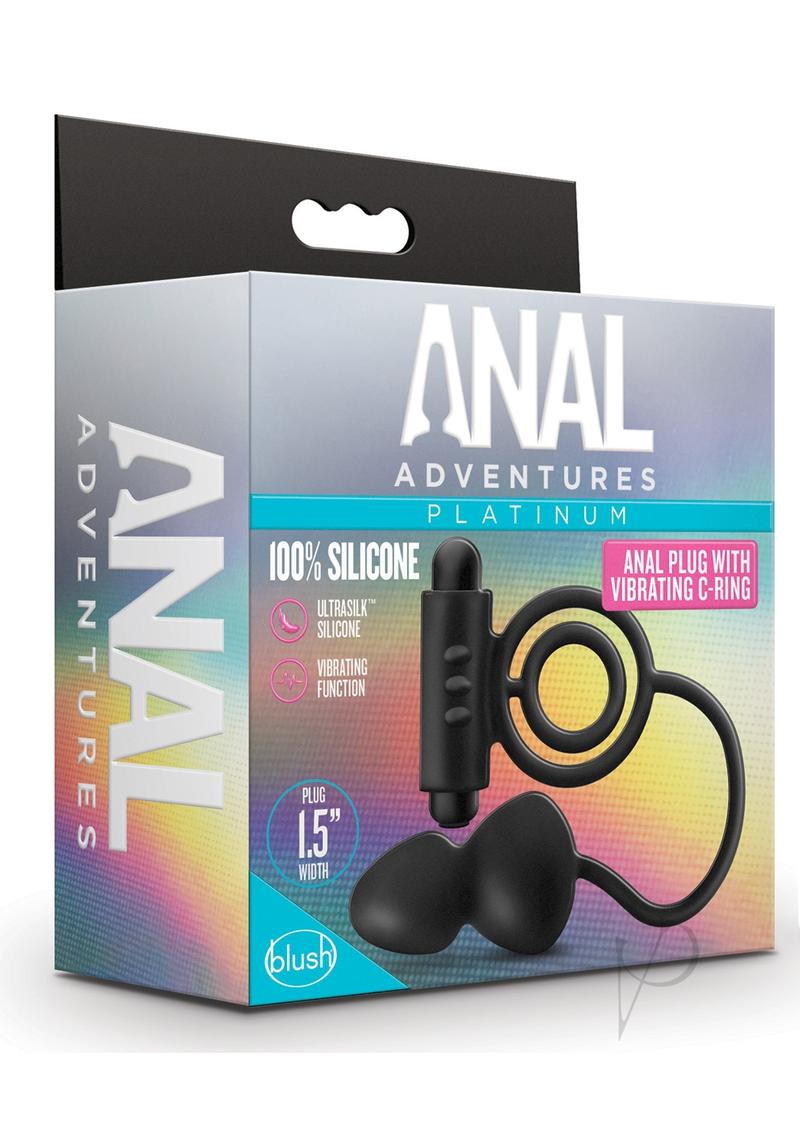 Premium Platinum Silicone Anal Plug with Vibrating Cock Ring - Black | Comfortable & Body-Safe Adult Toy for Couples Play & Solo Pleasure | Perfect for Spicing Up Your Sex Life & BDSM Exploration