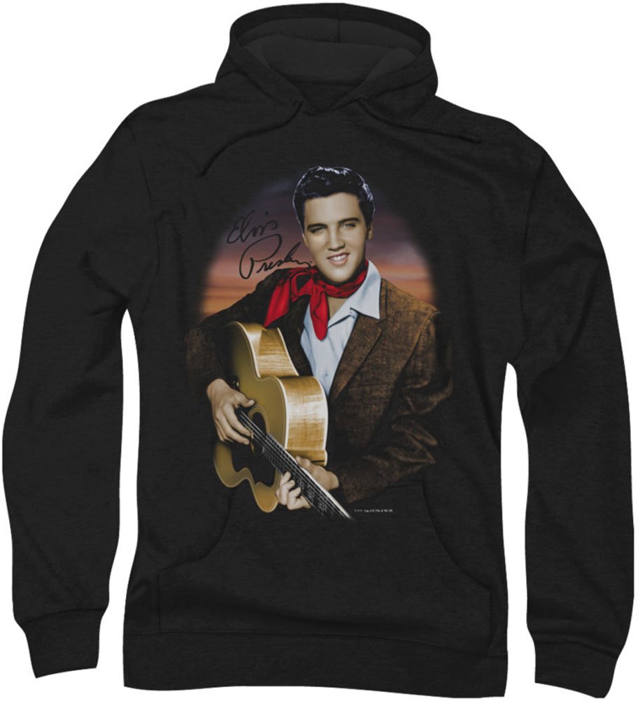 Elvis Presley Red Scarf Hoodie for Men - Vintage Rock Band Merchandise - Perfect for Concerts, Gifts & Casual Wear
