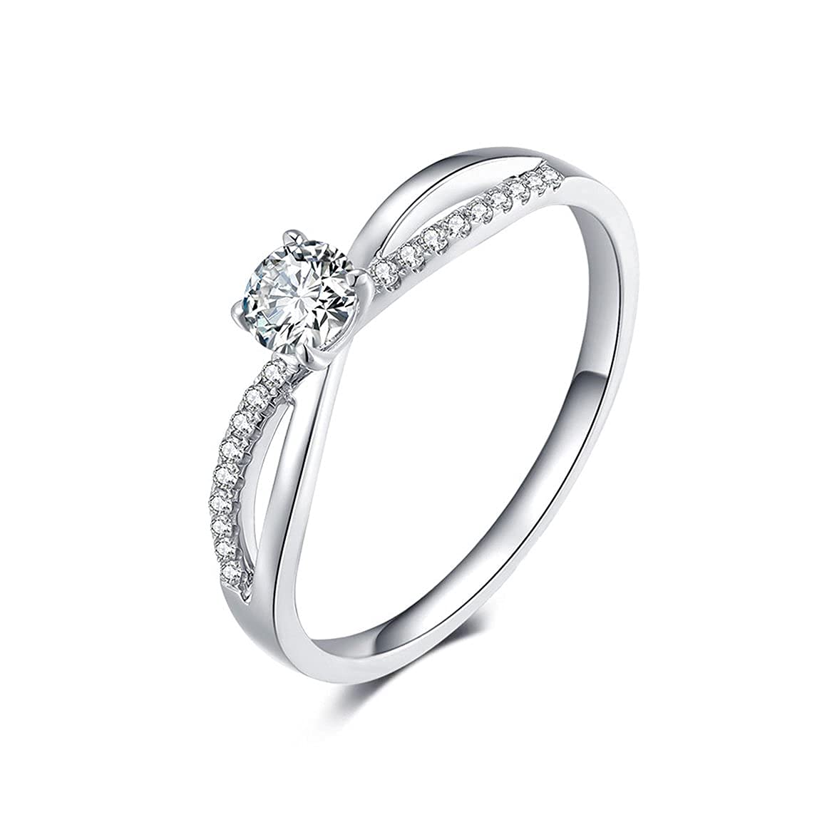 Korean Silver Infinity CZ Diamond Wedding Ring - Adjustable & Elegant for Bridal Jewelry