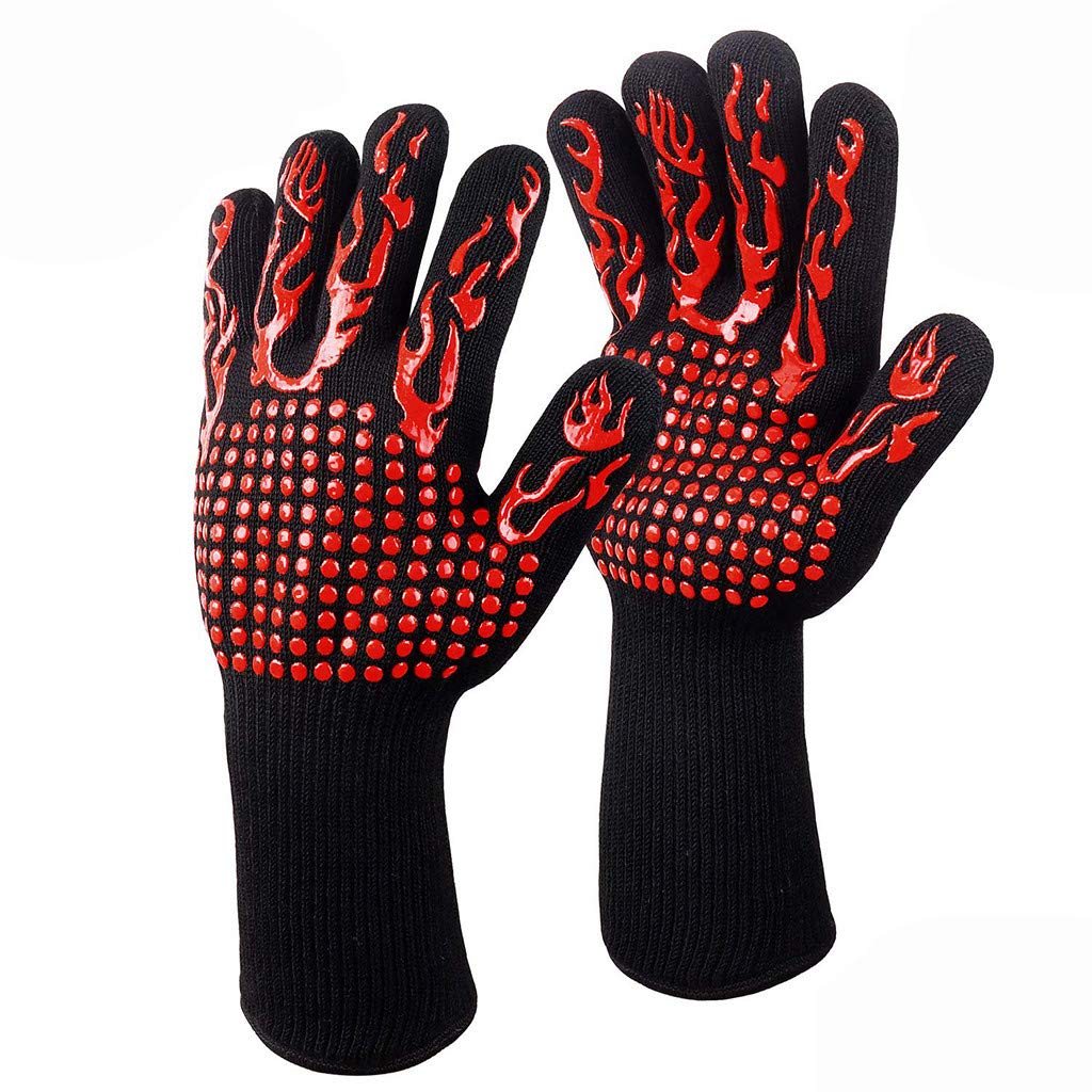 Heat Resistant BBQ Gloves - 1 Pair Extreme Heat Protection for Grilling, Cooking, Oven & Welding - Perfect for Outdoor BBQ, Camping & Kitchen Safety