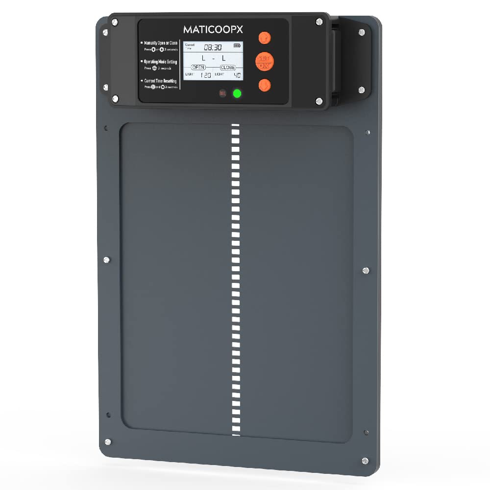 Automatic Chicken Coop Door Opener with Timer & Light Sensor - Durable Aluminum Door for Poultry Coops - Perfect for Backyard Chicken Keepers & Farm Use