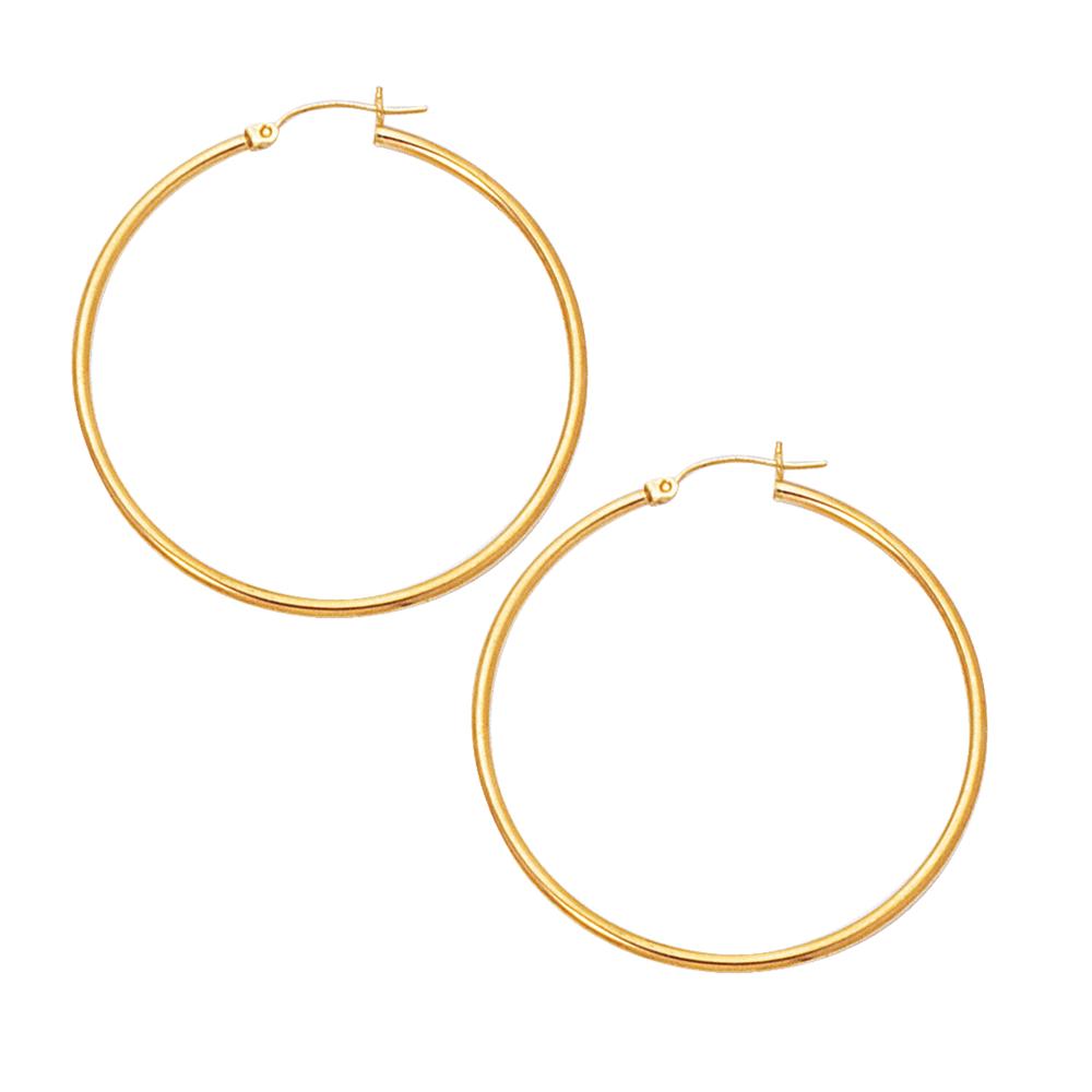 10K Gold 2x45mm Hoop Earrings for Women - Dainty Everyday Hoops, Minimalist Jewelry Gift - Perfect for Work, Date Night & Special Occasions