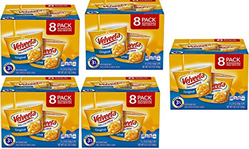 VELVEETA Original Microwavable Shells & Cheese Cups - 8 Count Box (5 Pack) | Single Serve Mac and Cheese with Real Cheese Sauce | Quick Lunch, Snack, or Camping Meal for Kids & Adults