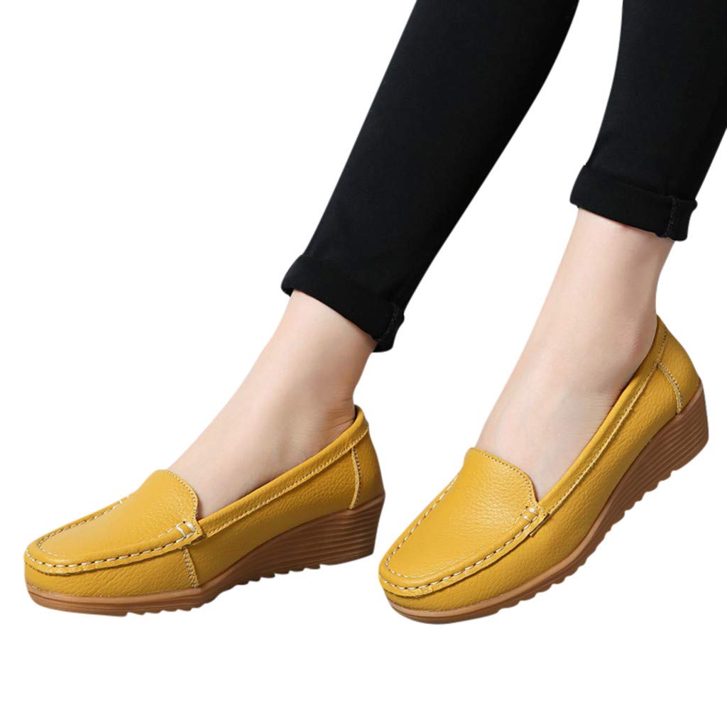 Nihewoo Women's Classic Genuine Leather Penny Loafers - Slip On Driving Moccasins, Comfortable Casual Boat Shoes for Work, Travel & Everyday Wear