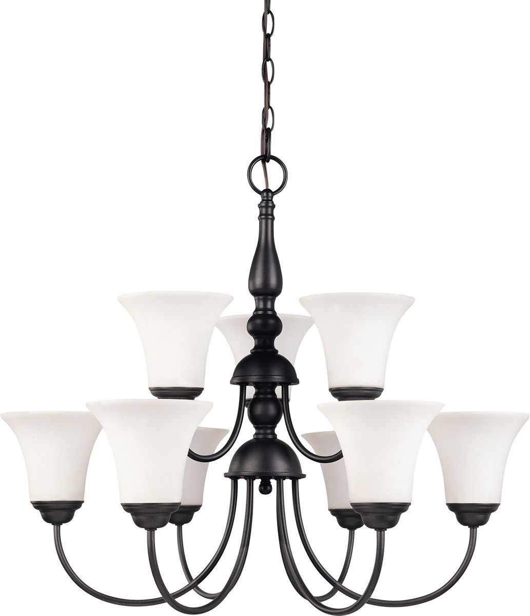 Nuvo Lighting 60 41923 Dupont Collection 9-Light Energy Star Certified LED GU24 Chandelier in Dark Chocolate Finish - Elegant Dining Room & Foyer Lighting Fixture