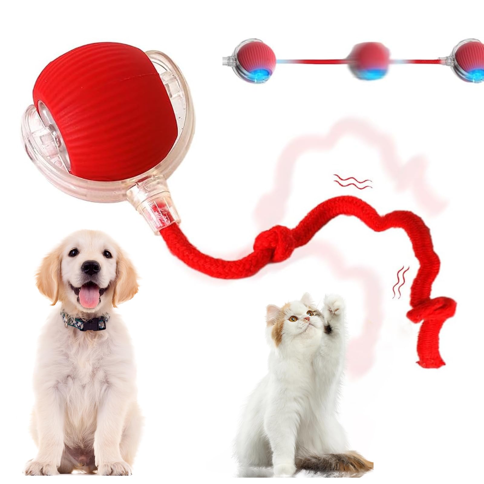 2025 Upgraded Smart Self-Rolling Electric Interactive Cat & Dog Ball Toy - Red - Fun Indoor Play for Bored Adult Cats & Kittens - Perfect for Exercise & Mental Stimulation