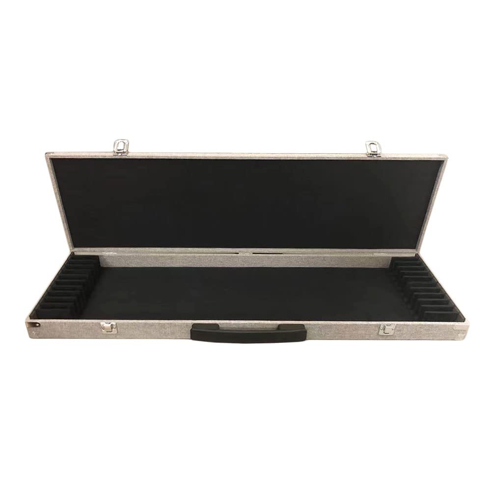 Premium High-Density Wooden Bow Case - Holds 12 Violin/Viola/Cello Bows - Sturdy & Durable Grey Storage Box - Perfect for Musicians, Music Teachers & Orchestra Players