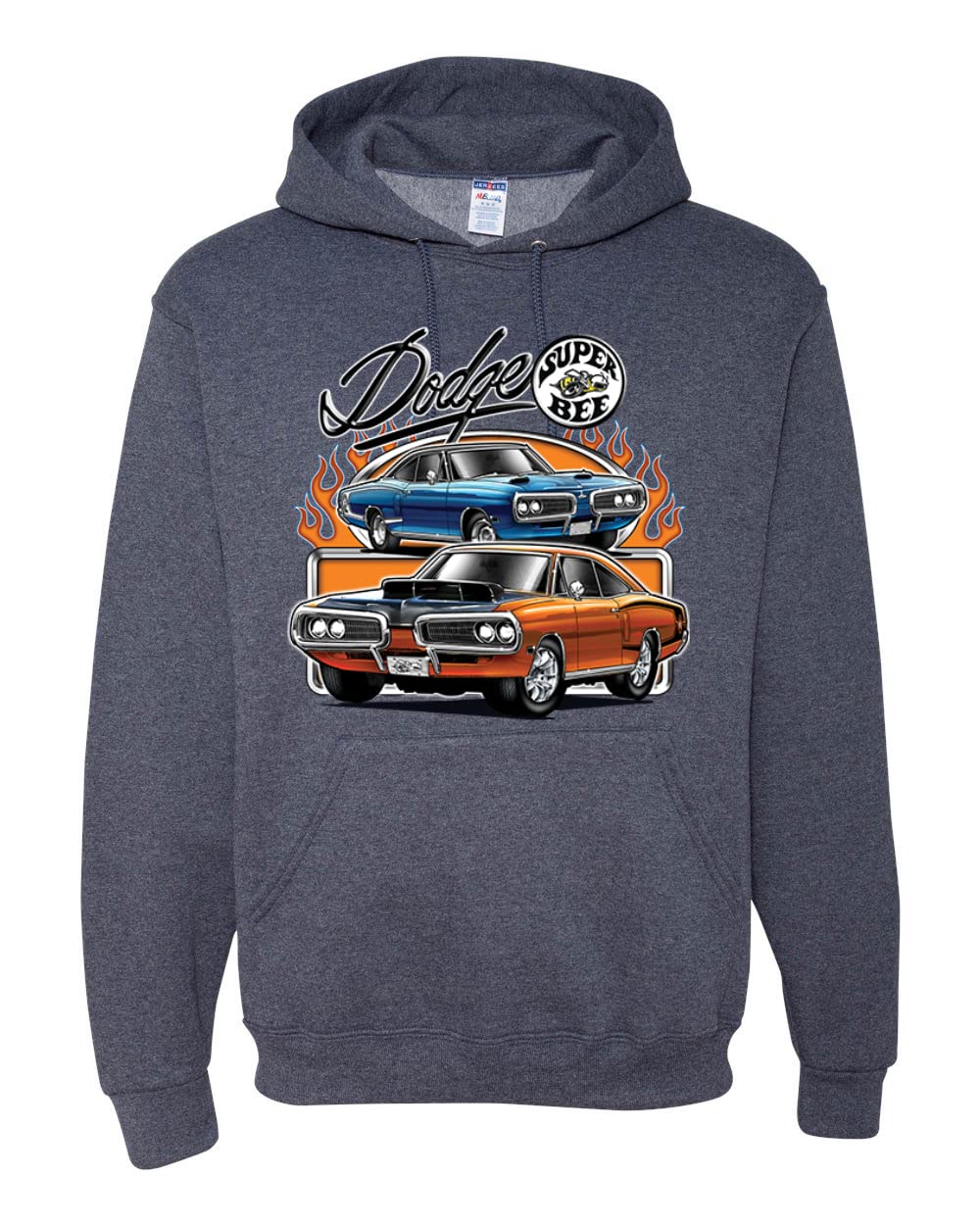 Wild Bobby Flaming Dodge Super Bee Muscle Car Graphic Hoodie - Unisex Pullover Sweatshirt for Car Enthusiasts - Perfect for Car Shows, Racing Events & Casual Wear