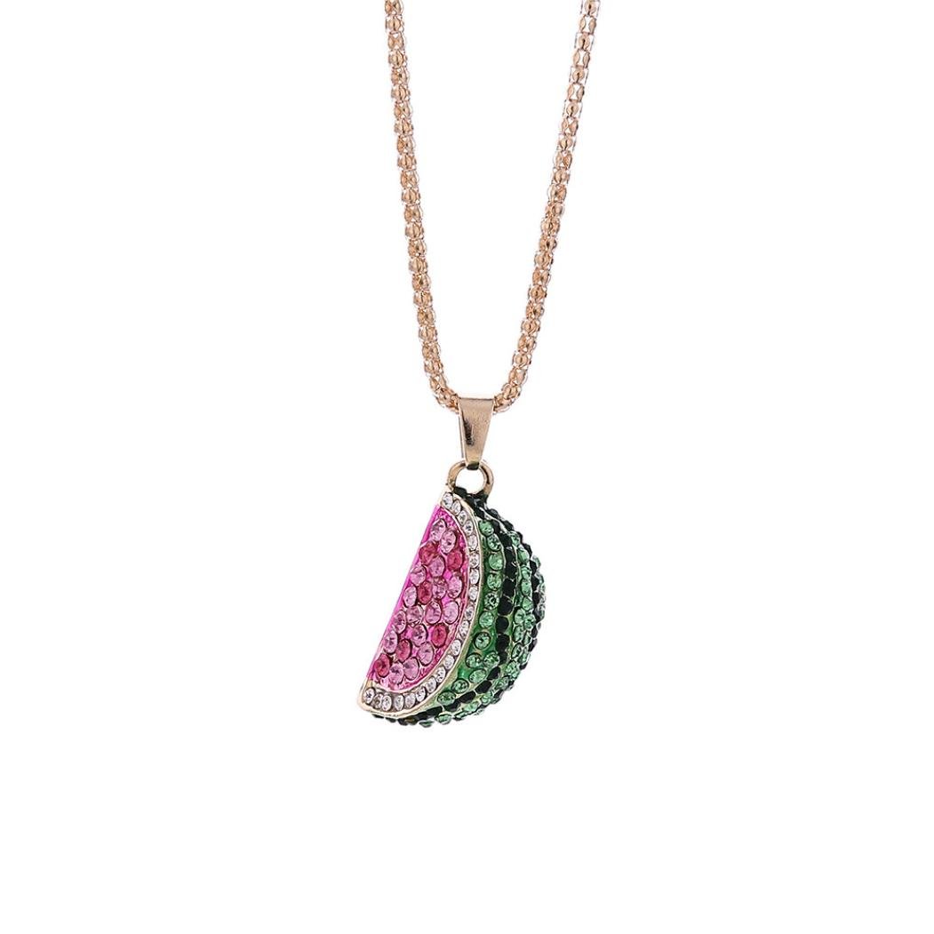 Watermelon Pendant Necklace for Women - Colorful Rhinestone Charm Jewelry | Cute Summer Fashion Accessory | Perfect for Beach Parties, Vacations & Casual Outfits | by ZYooh