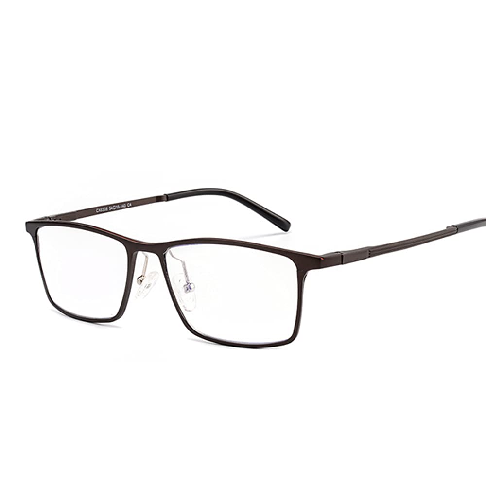 Anti-Blue Light Progressive Multifocal Reading Glasses for Men - Alloy Frame Magnifier Eyewear +3.00 Strength - Brown Color - Perfect for Computer Work, Reading & Screen Time Protection