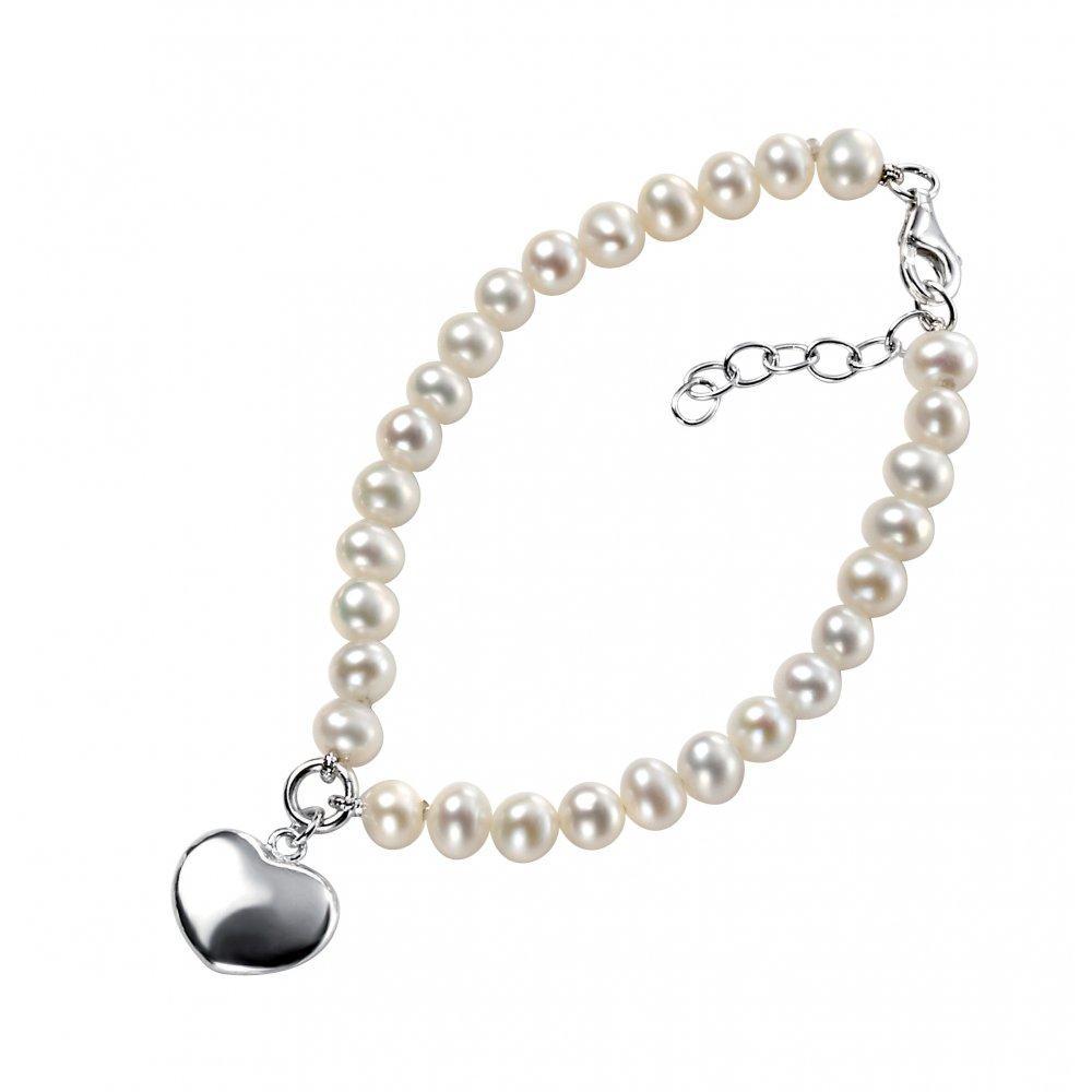 Elegant Silver White Freshwater Pearl Heart Bracelet for Women - Perfect for Weddings, Anniversaries & Romantic Gifts