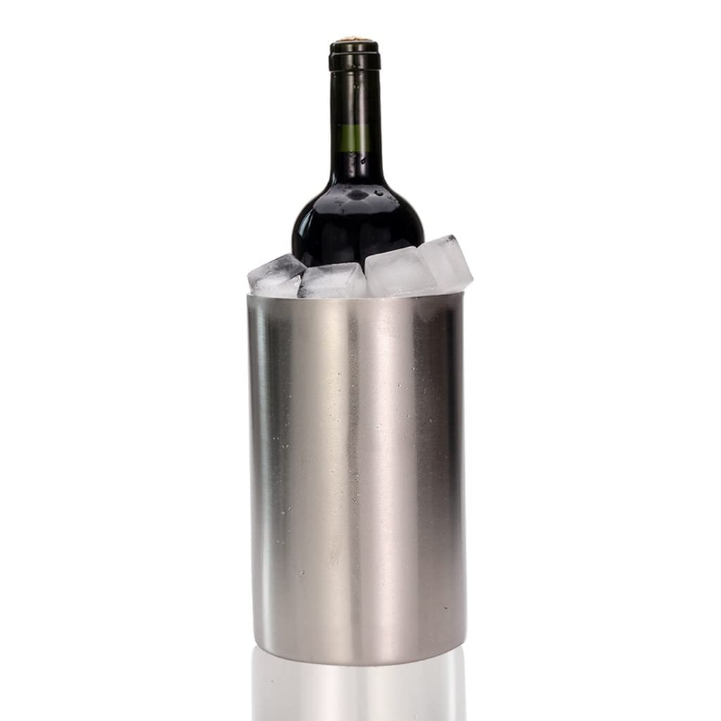 Premium Stainless Steel Wine Cooler & Ice Bucket - Double Wall Insulation, Multipurpose for Kitchen Utensil Holder, Flower Vase, Party & Home Decor (1pc) - Perfect for Chilling Wine, Beverages & Floral Arrangements