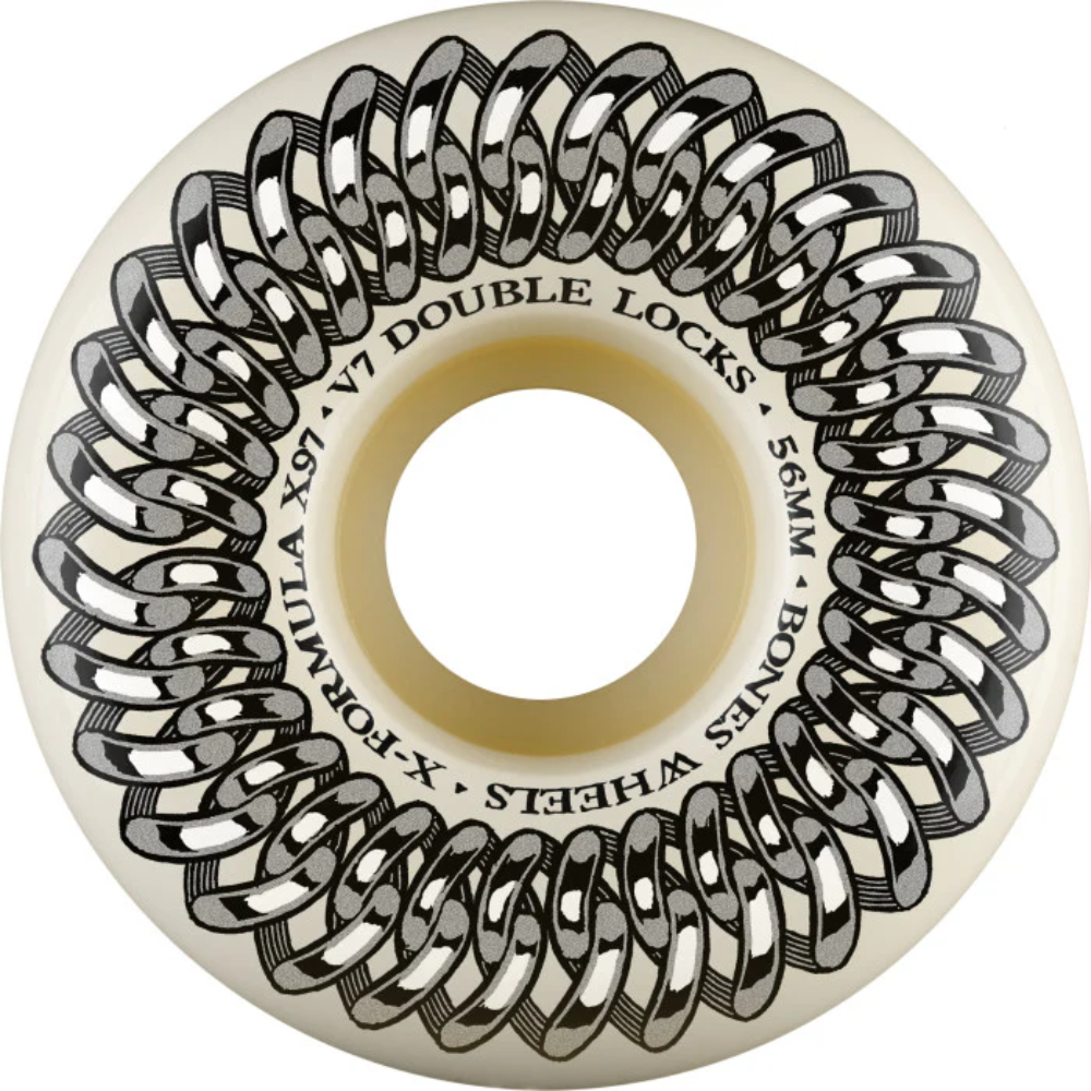 Bones Double Lock 56mm 97A V7 X Formula Skateboard Wheels - High Performance Wheels for Street Skating and Park Riding