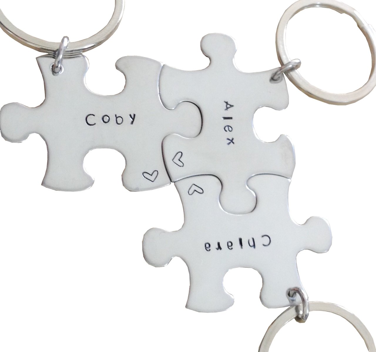 Personalized Puzzle Piece Keychain Set of 3 - Custom Engraved Mother's Day Gift Key Rings - Perfect for Family Keepsakes, Anniversary Gifts & Friendship Tokens