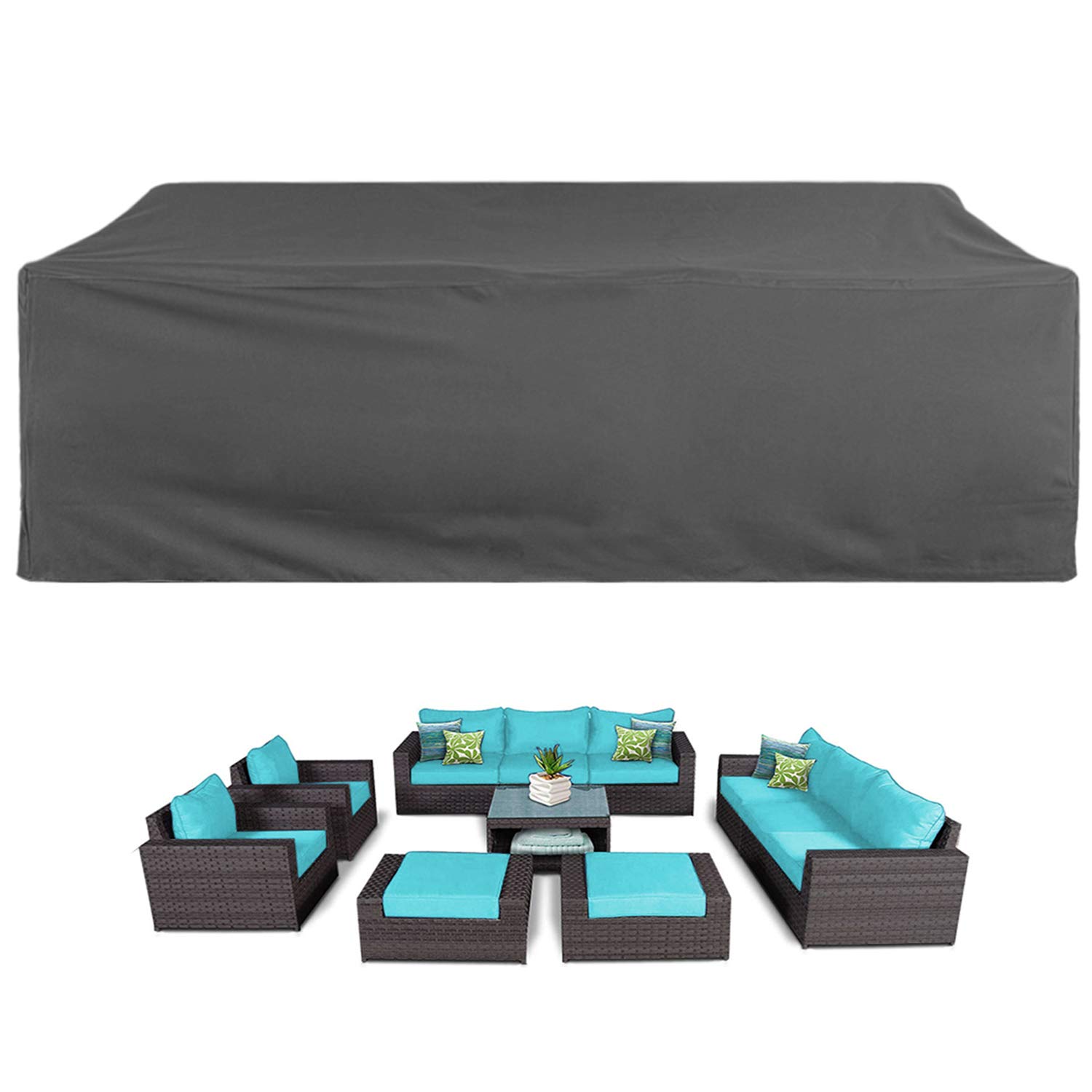 **AKEfit Heavy Duty Waterproof Patio Furniture Cover - Durable Outdoor Sectional Sofa & Table Protector (126x64x29in, Grey) - Weatherproof for Lawn, Garden & Backyard Use**