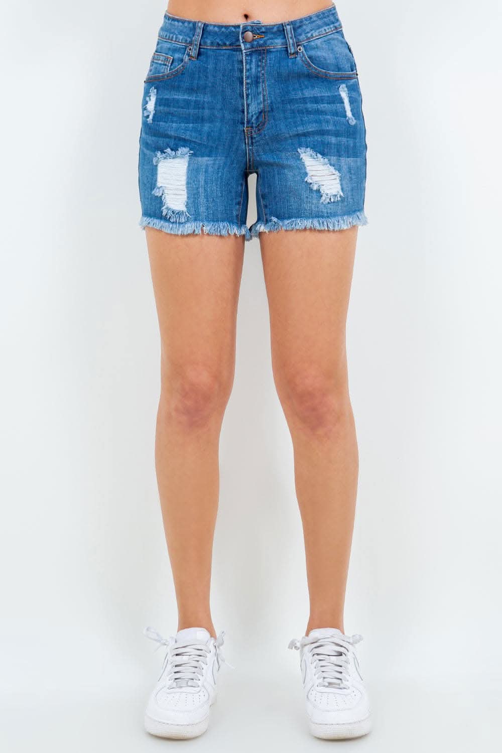 High Waist Denim Shorts for Women - American Bazi Stretch Comfort Fit - Perfect for Summer, Beach, and Casual Outings