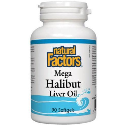 Natural Factors Mega Halibut Liver Oil 90 Softgels - Omega-3 Rich Supplement for Heart & Brain Health - Supports Immune System & Joint Function