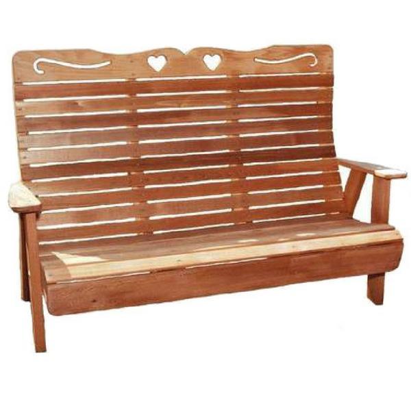 Cedar Country Hearts Garden Bench - Rustic Outdoor Wooden Bench for Patio, Garden, and Backyard - Perfect for Relaxing and Decorating Outdoor Spaces