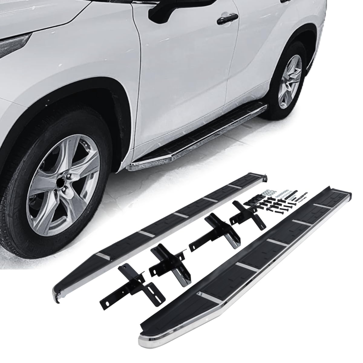 2020-2025 Toyota Highlander Running Boards - Perfect Fit for UX70 L/LE/XLE/XSE/Limited/Platinum Models | Durable Side Steps Nerf Bars for Easy Entry & Exit | Ideal for Family SUVs & Off-Road Adventures