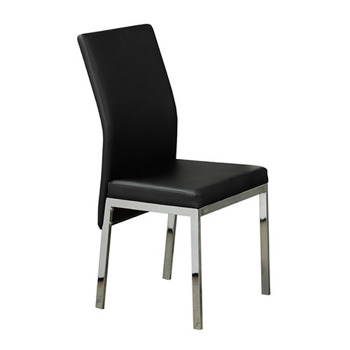 Premium Black Upholstered Dining Chairs with Chrome Metal Legs - Set of 4 Modern Kitchen Chairs for Dining Room, Restaurant, or Cafe