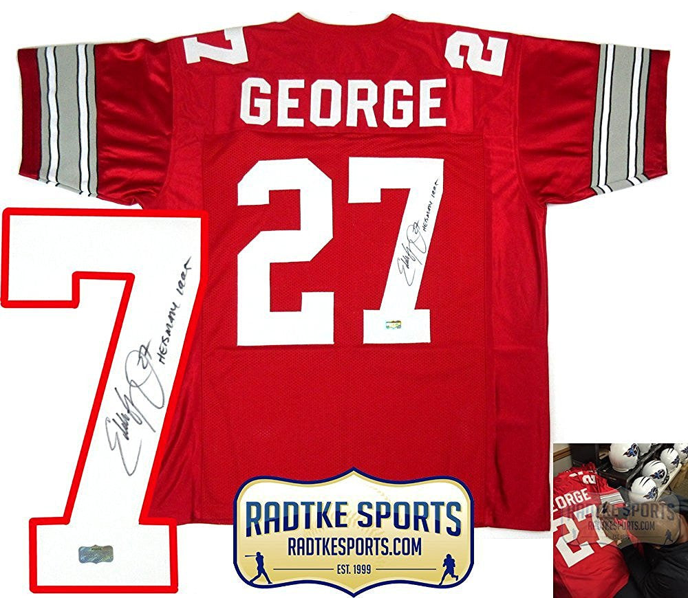 Eddie George Autographed Ohio State Buckeyes Jersey - Signed Custom Football Jersey with 1995 Heisman Inscription - Perfect for Collectors, Fans, and Sports Memorabilia Displays