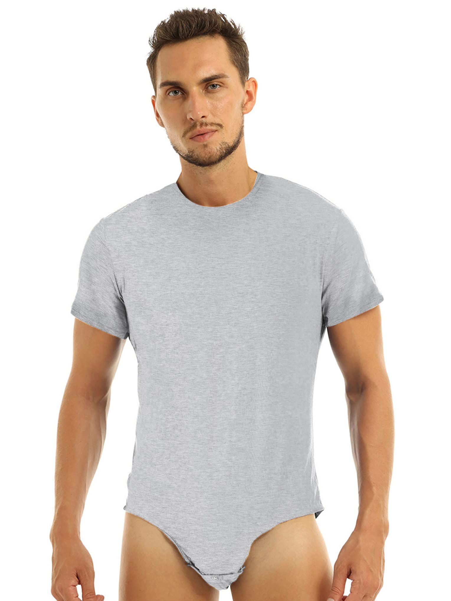 Men's Short Sleeve Bodysuit - Breathable Undershirt with Snap Crotch for Comfort | Perfect for Workout, Yoga, and Sleepwear