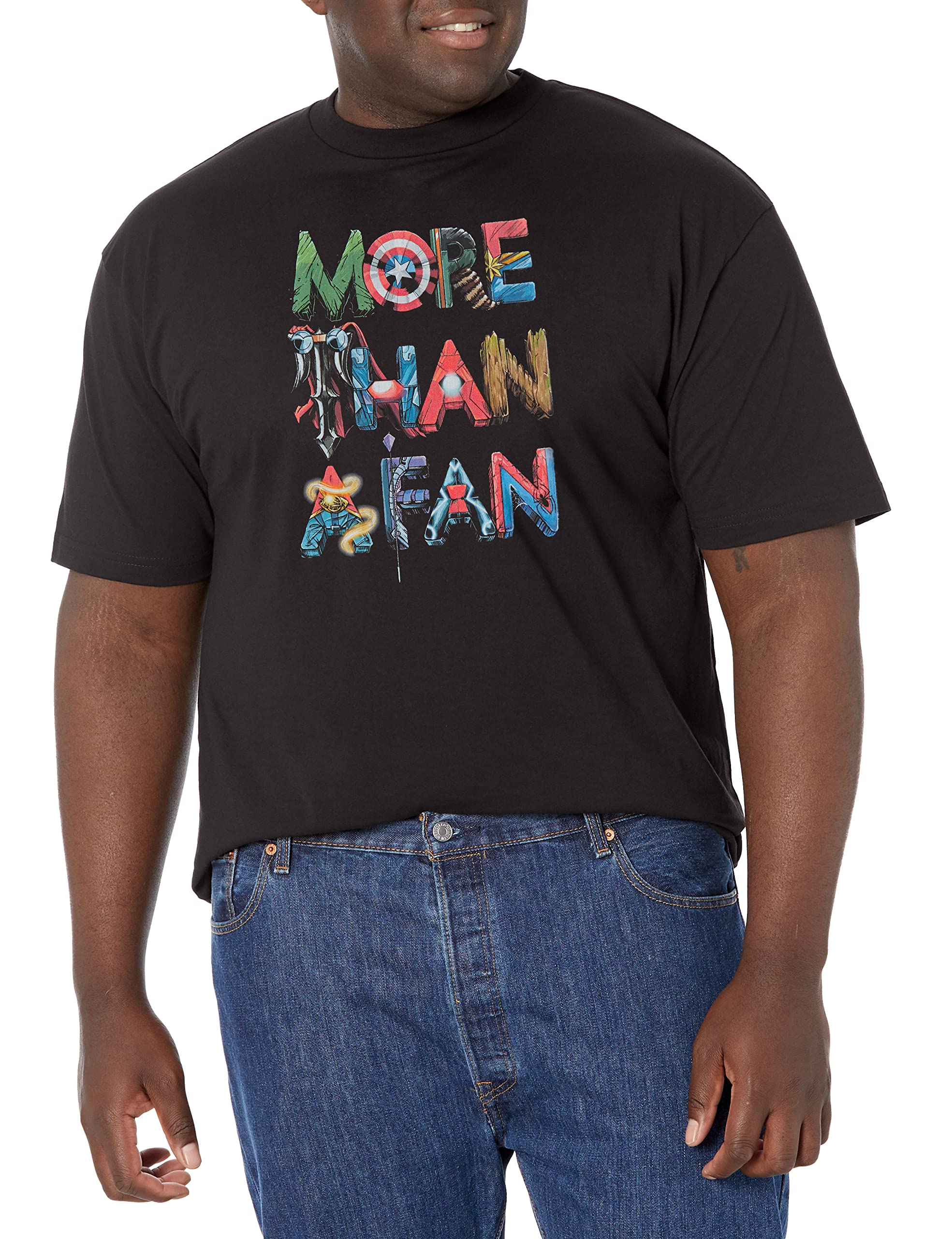 Marvel Men's Big & Tall Graphic T-Shirt - Superhero Fan Letters Tee for Casual Wear & Comic Con Events