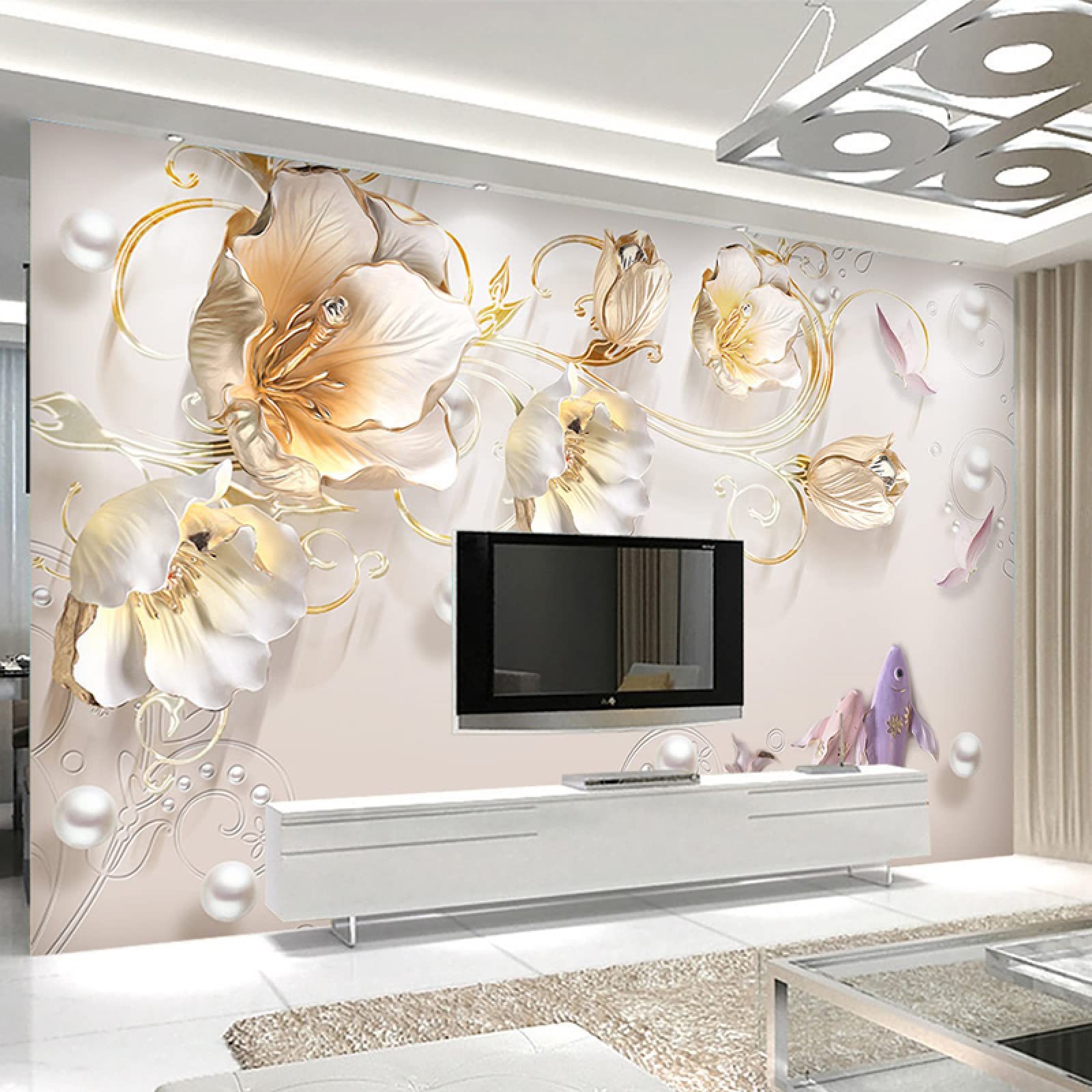 78x39 Inches Modern Tulip Flower Wall Stickers - Custom 3D Wallpaper for Bedroom, Living Room, TV & Sofa Background | Peel and Stick Home Decor for Walls