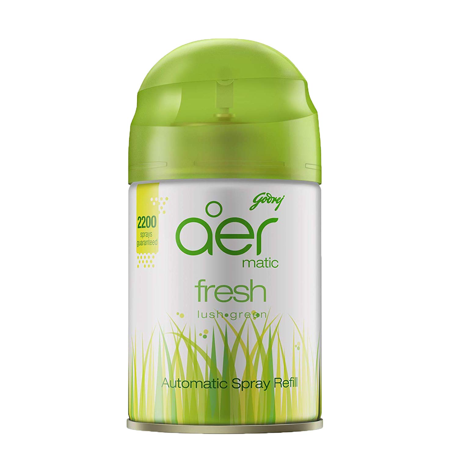 Godrej Aer Matic Automatic Room Freshener Refill - Fresh Lush Green Scent | 2200 Sprays | Lasts 60 Days | 225ml (134g) Air Freshener for Home, Office & Car | Eliminates Odors & Creates Fresh Atmosphere