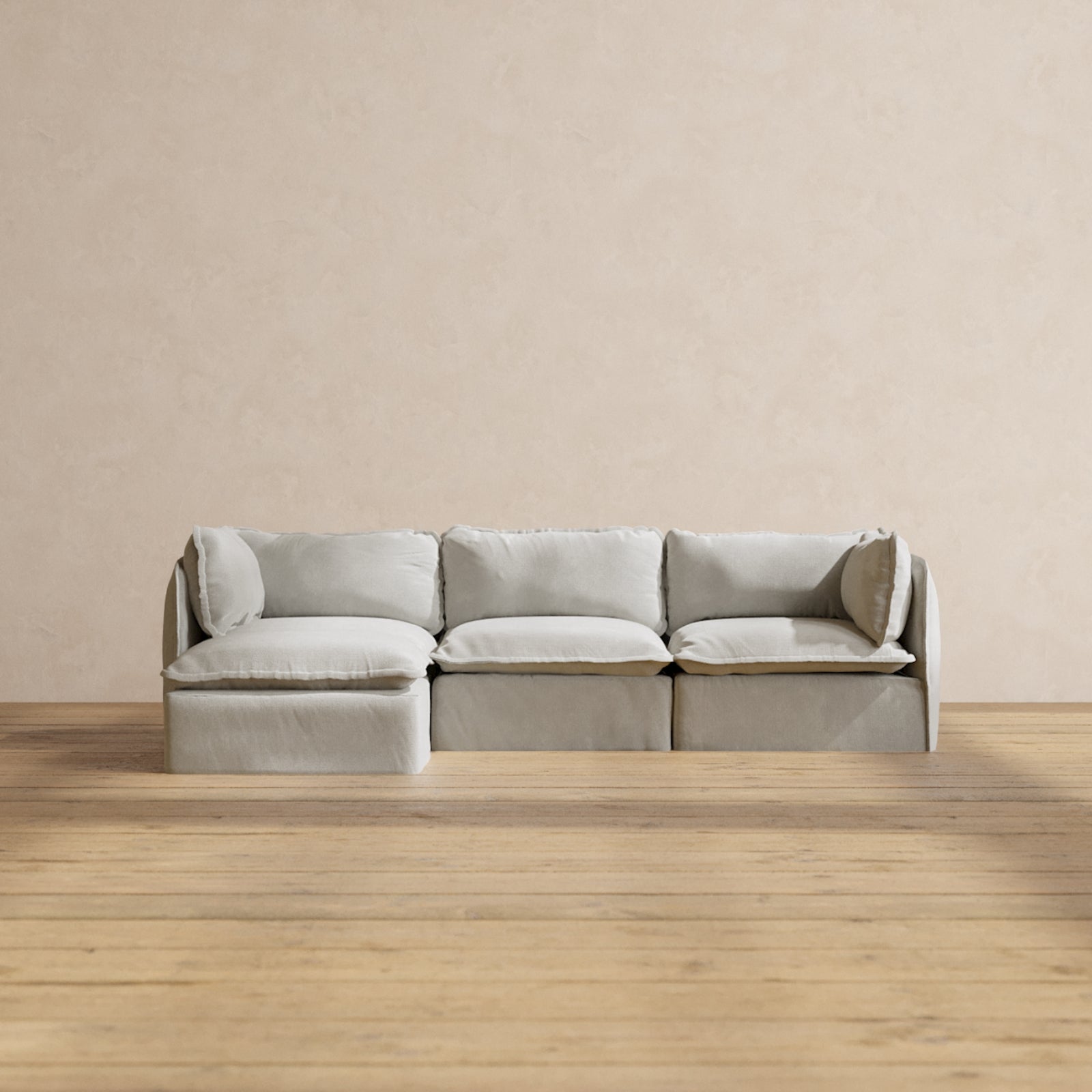Premium Modular 3-Seater Sectional Sofa in Cloud Color | Luxe Fabric Blend | Perfect for Living Room, Lounge & Home Theater Comfort