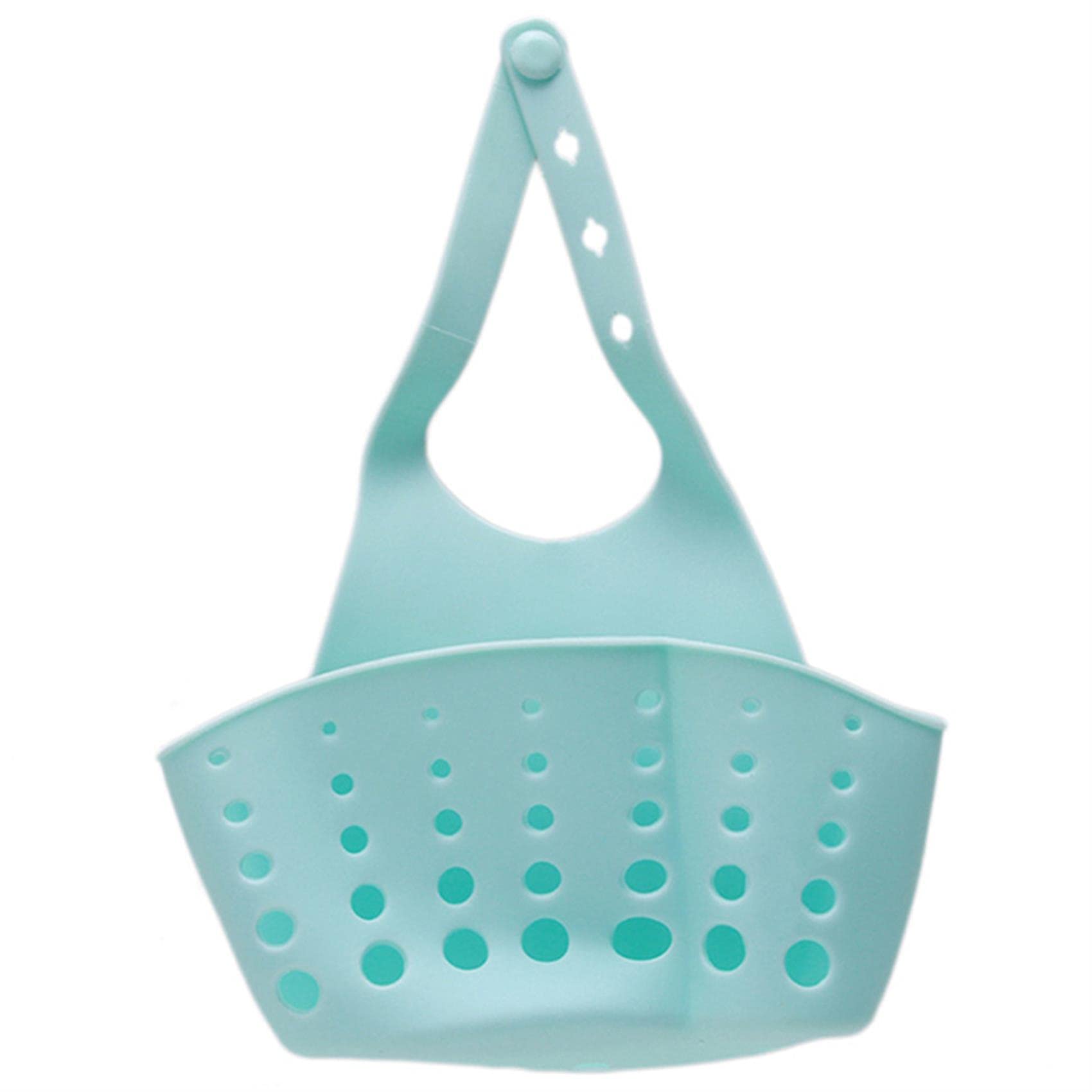 Sollarisy Adjustable Sink Drain Rack - Sponge Storage Hanging Bag & Faucet Basket Holder, Blue | Organize Kitchen Sink Accessories for Dishwashing & Cleaning