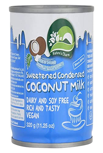 Organic Sweetened Condensed Coconut Milk by Nature's Charm - 11.25oz (Pack of 4) | Vegan, Dairy-Free, Gluten-Free | Perfect for Baking, Coffee Creamer, Desserts & Asian Cuisine