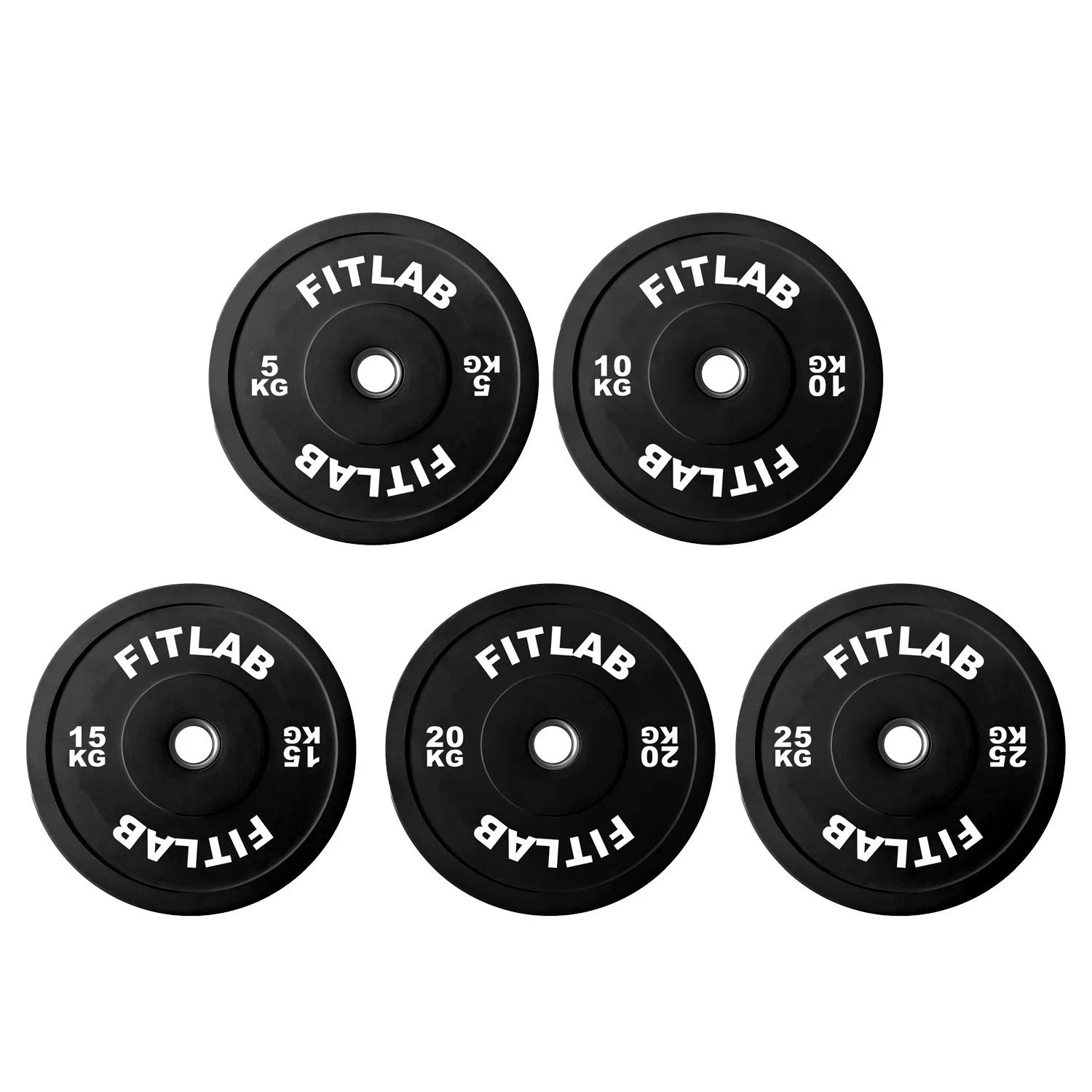 Fitlab Premium Black Bumper Plates - Olympic Weightlifting Plates for CrossFit, Home Gym & Strength Training - Durable Rubber Plates for Drop Protection & Noise Reduction