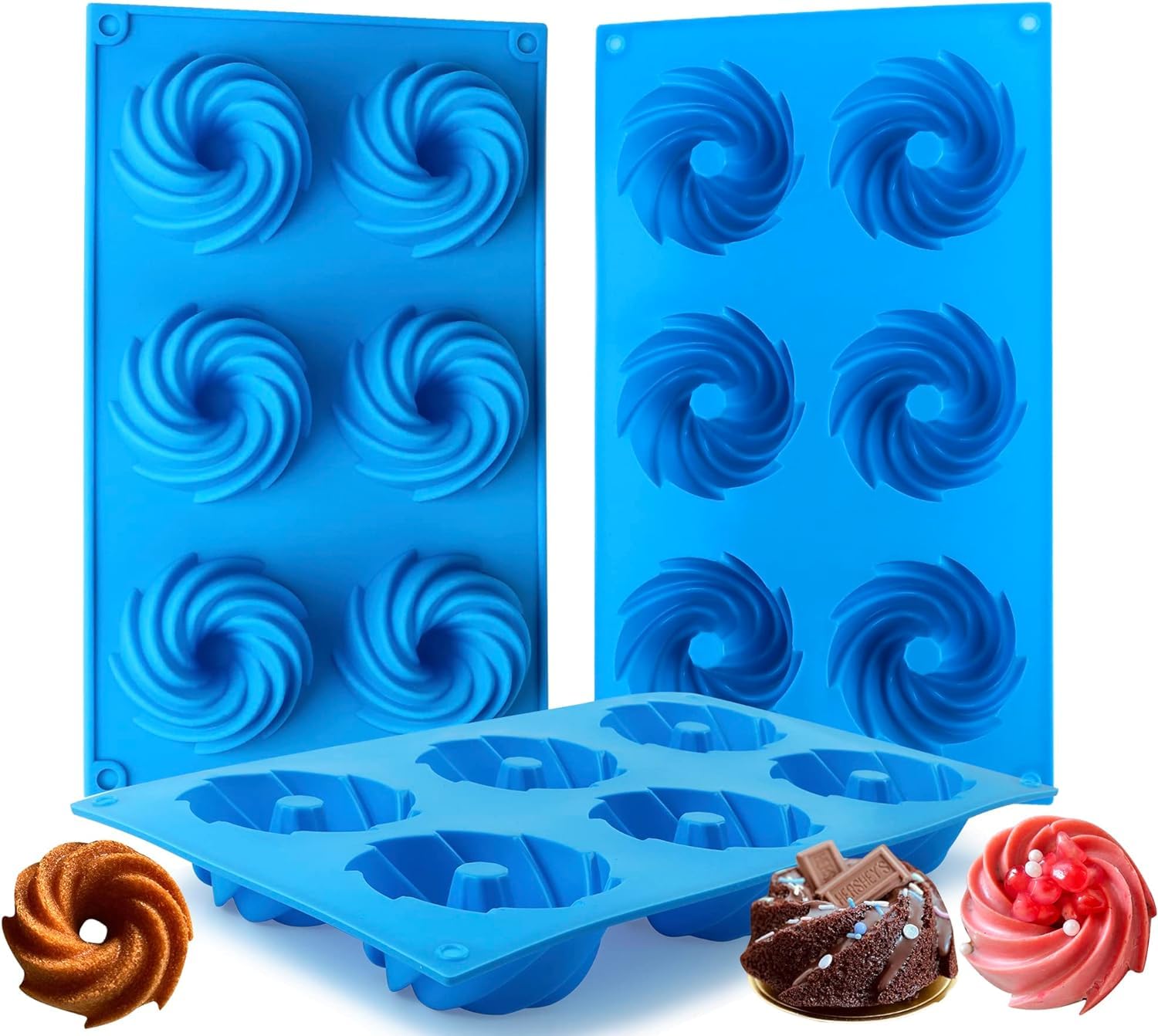 Skytail 6-Cavity Mini Bundt Silicone Mold - Nonstick Fluted Tube Cake Pan for Baking Chocolate Cake, Cupcakes, Donuts, Muffins & Brownies | Perfect for Birthday Parties, Holiday Desserts & Afternoon Tea Treats