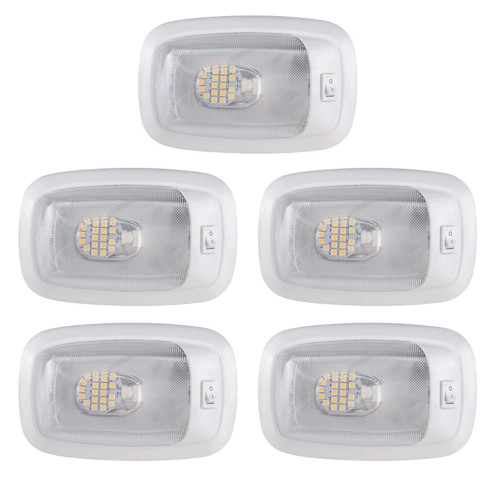 RecPro 5 RV LED 12V Dome Pancake Light - 4200K Warm White for Camper, Trailer & Marine - Energy Efficient Interior Lighting for Nighttime Comfort