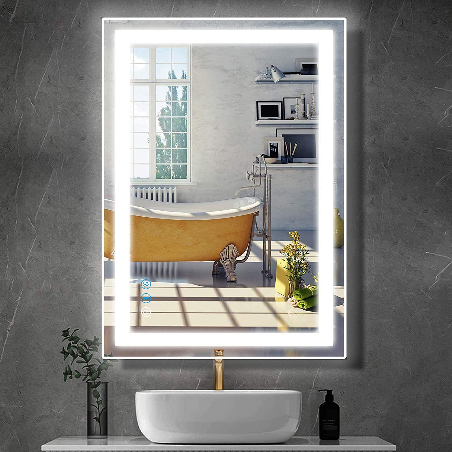32 x 24 Inch LED Bathroom Mirror with Dimmable Anti-Fog Lights - Wall Mounted Vertical/Horizontal Vanity Mirror for Makeup & Shaving - Perfect for Modern Bathrooms & Dressing Areas