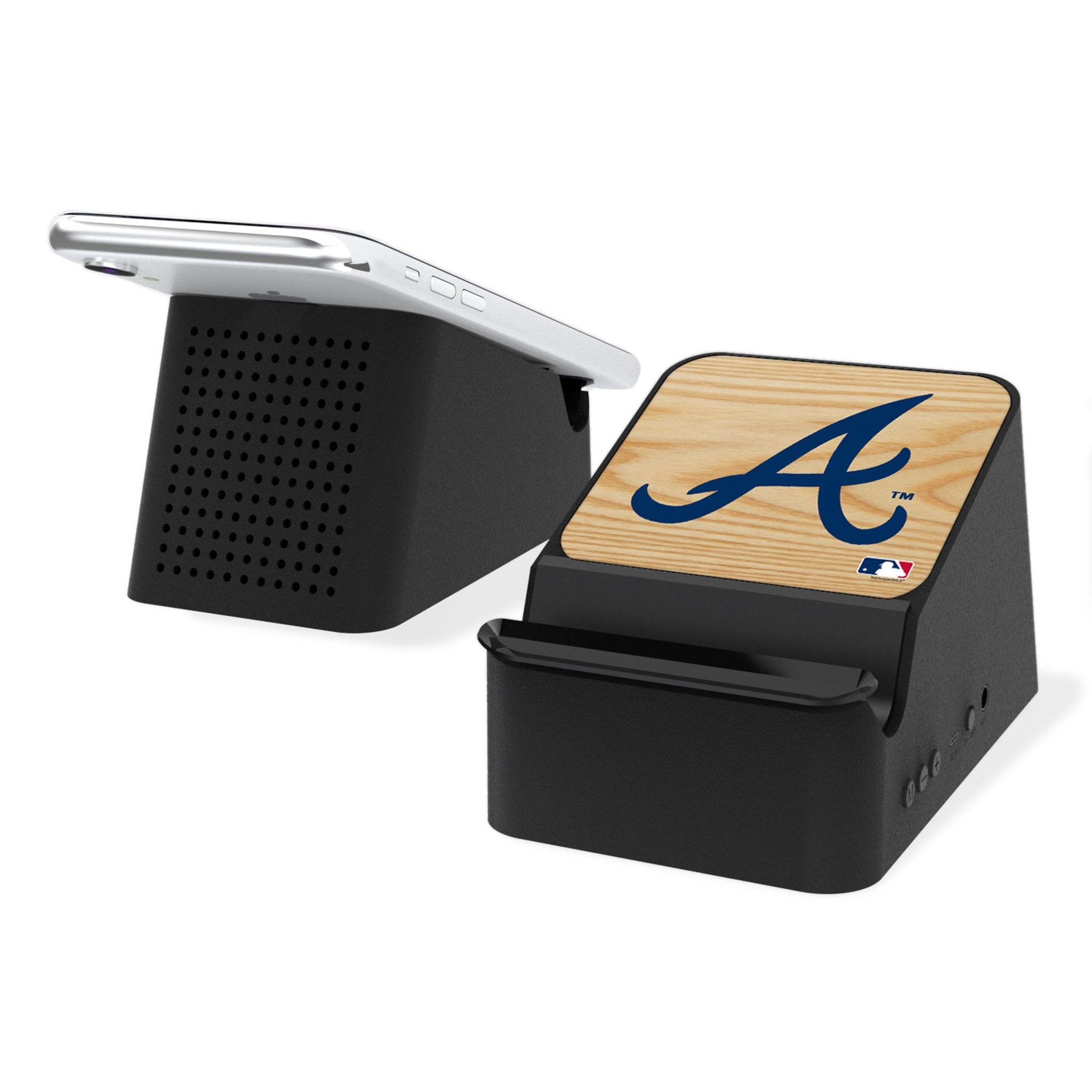 Atlanta Braves Baseball Bat Wireless Charging Station with Bluetooth Speaker - Perfect for Home, Office, and Game Day Decor