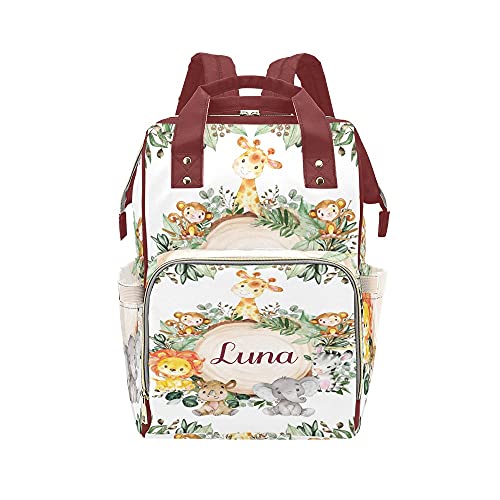 Funny Cute Animals Diaper Backpack - Waterproof Baby Bag for Moms with Name Customization | Nursing Tote for Women | Perfect Baby Shower Gift & Travel Essential