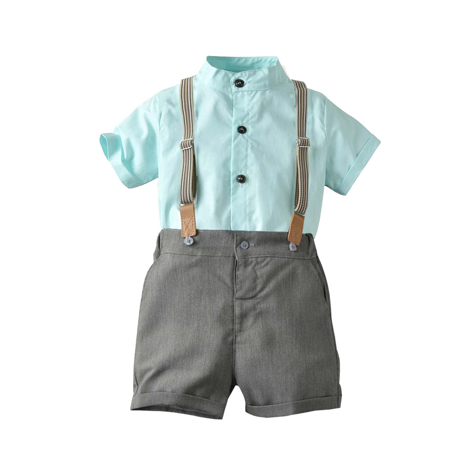 2-Piece Baby Boy Suit Set - Rose Print Short Sleeve & Shorts 18M-6Y for Playdates & Parties