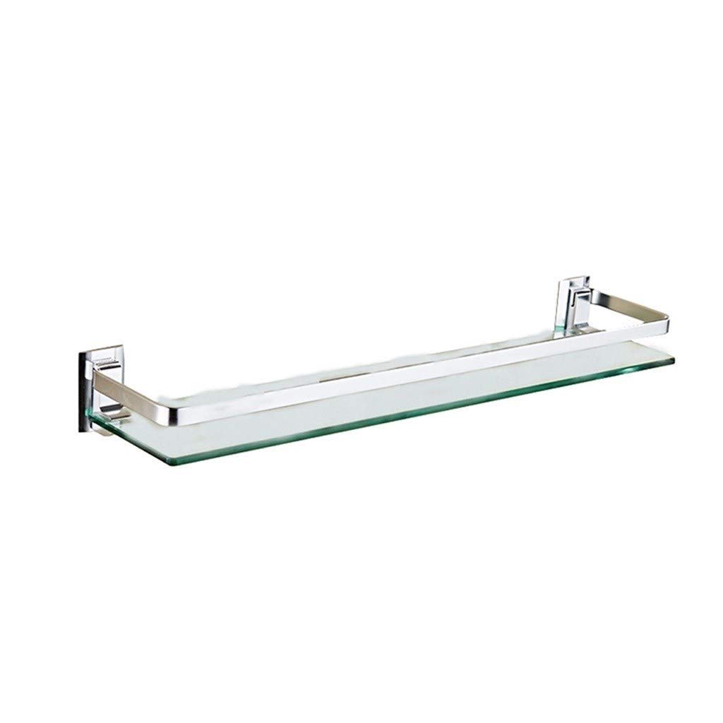 Square Glass Bathroom Shelf with Rail - Single Tier Shower Caddy & Mirror Front Storage Shelf (30cm) - Perfect for Shower Organization & Bathroom Decor