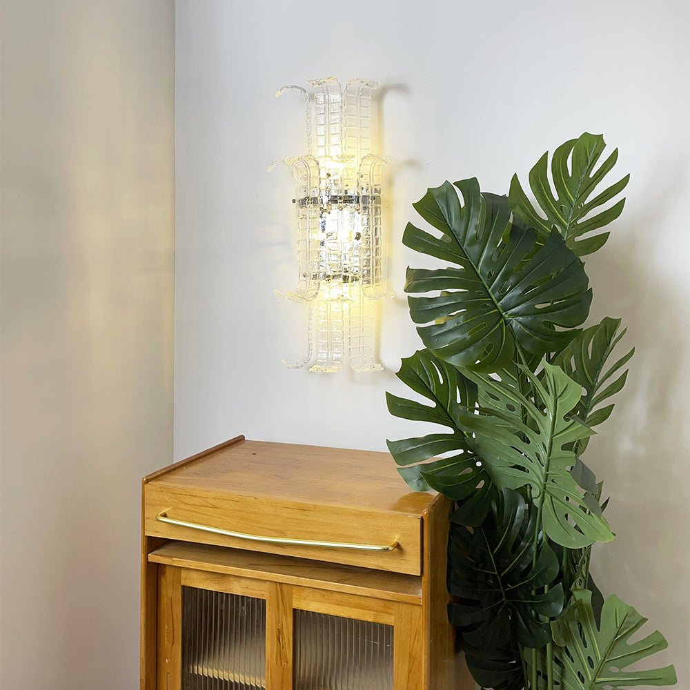 Elegant Aveline Murano Glass Wall Sconce - Handcrafted Italian Lighting Fixture for Bedroom, Living Room & Hallway Decor