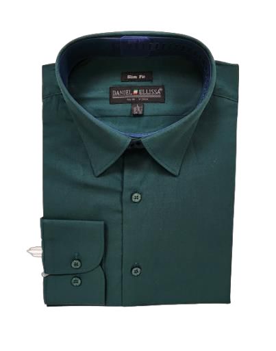 Daniel Ellissa CVC Slim Fit Shirt DS3003 - Hunter Green | Stylish Casual Wear for Men | Perfect for Office, Date Night & Smart Casual Outfits
